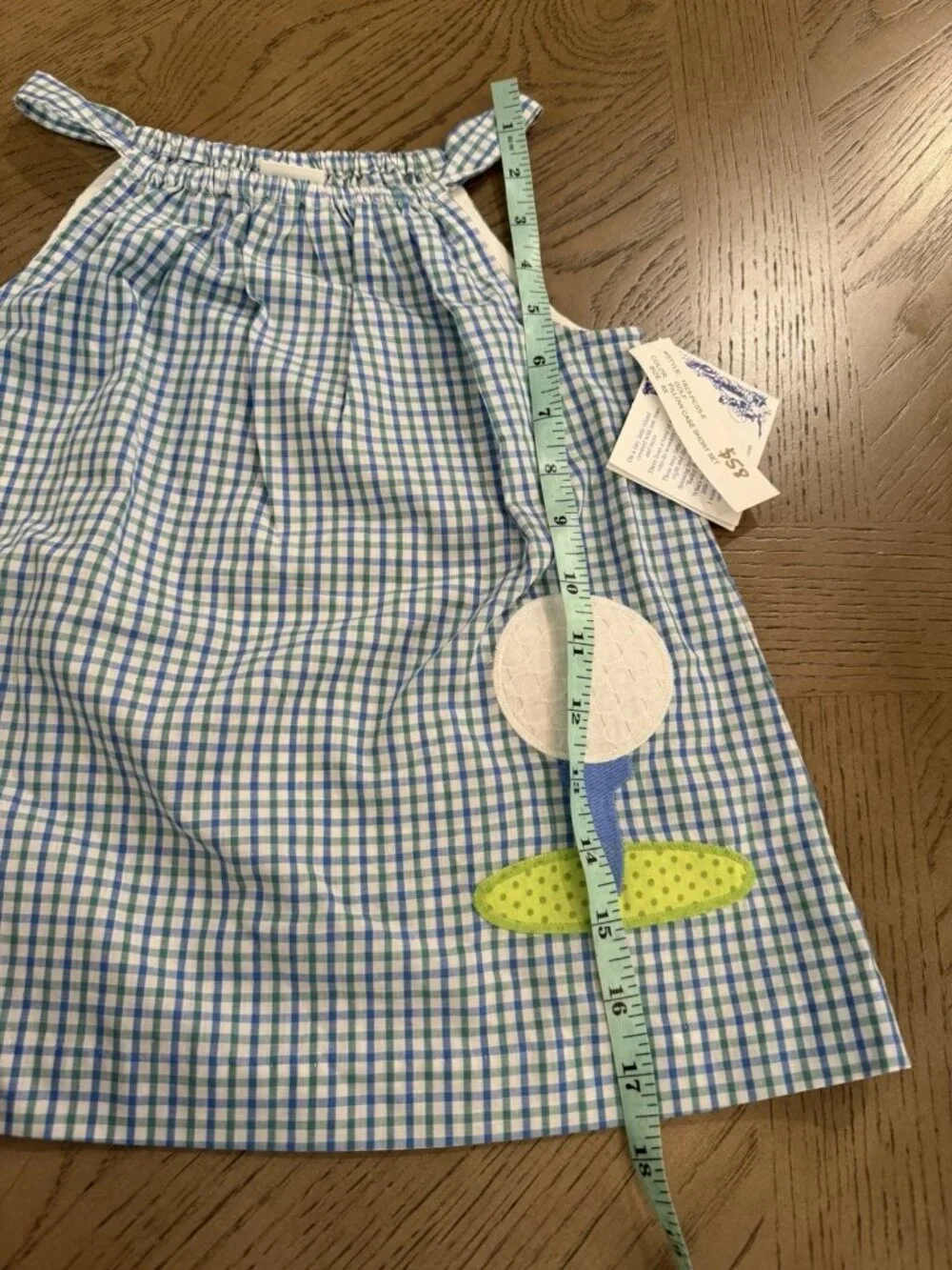 The Bailey Boys Golf Pillowcase Short Set Blue Green Gingham 6X Preppy NWT